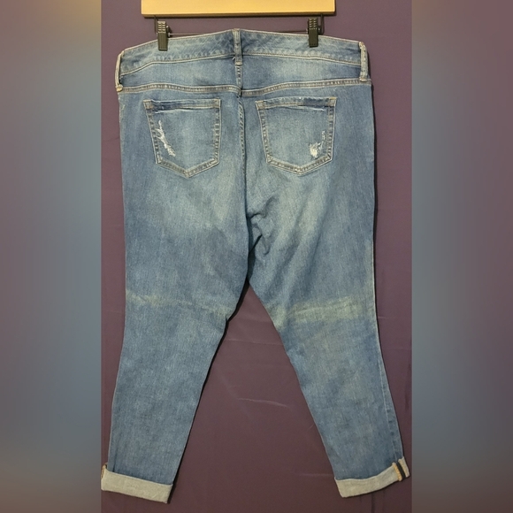 Womens Torrid Blue Boyfriend Jeans with Distressed Details - Picture 8 of 8